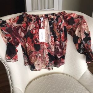 Silk floral off the shoulder top